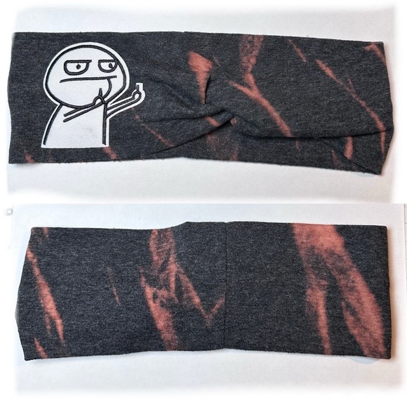 Middle finger headband twist up cycle tee hand made - Picture 1 of 4